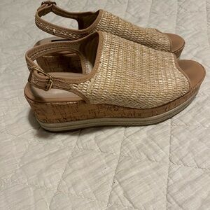 Women's Tan Woven Platform Sandals
